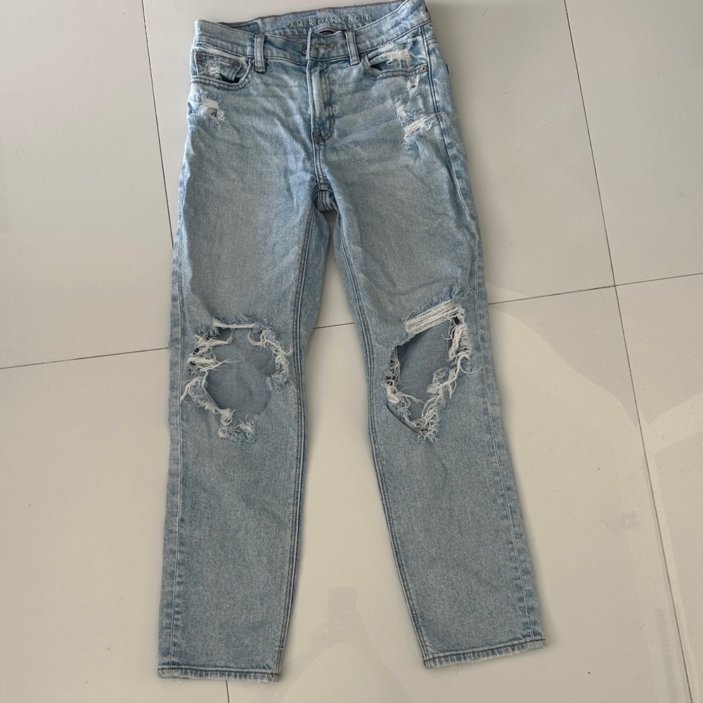 American Eagle Outfitters Light Blue super High-rise ankles Straight Leg Jeans
